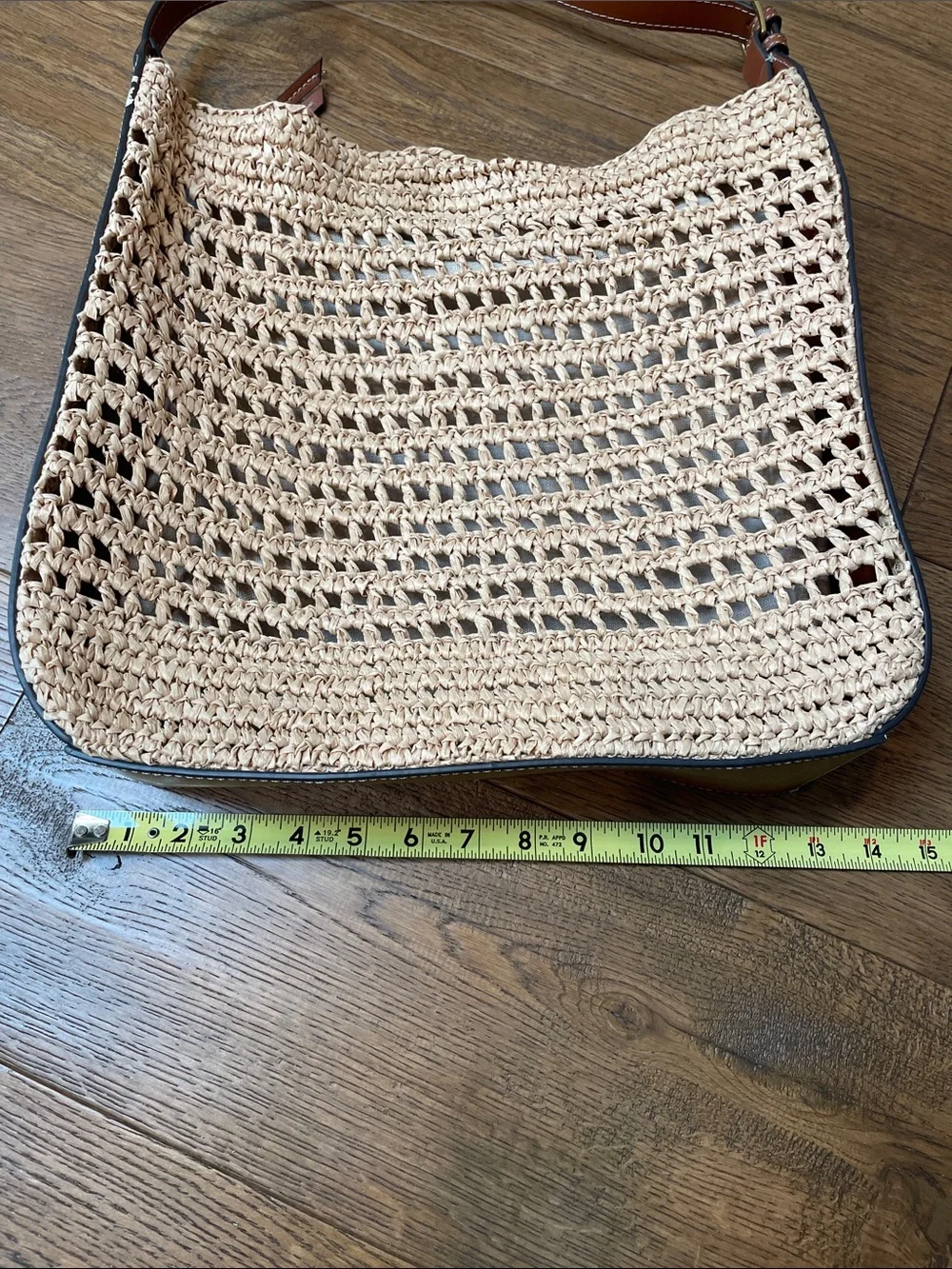 Mango Woven Straw Hobo Bag with Brown Leather Trim CB CB - Picture 11 of 14